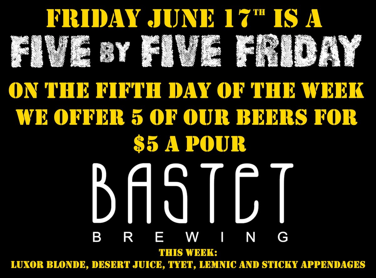 bastetbrewing's tweet photo. Five dollar pours on Friday! https://t.co/sKJ6Ig7fcI