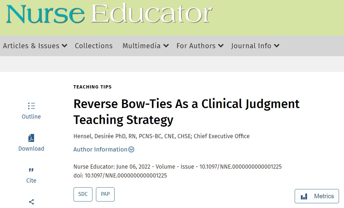 NEjournalonline's tweet photo. The #NCSBN introduced the bow-tie stand-alone item type to test multiple phases of the Clinical Judgment Measurement Model.

Read the new #EarlyAccess #TeachingTip! "Reverse Bow-Ties As a Clinical Judgment Teaching Strategy"

https://t.co/kuDQX7PJr7 https://t.co/esl9Zu94Hw