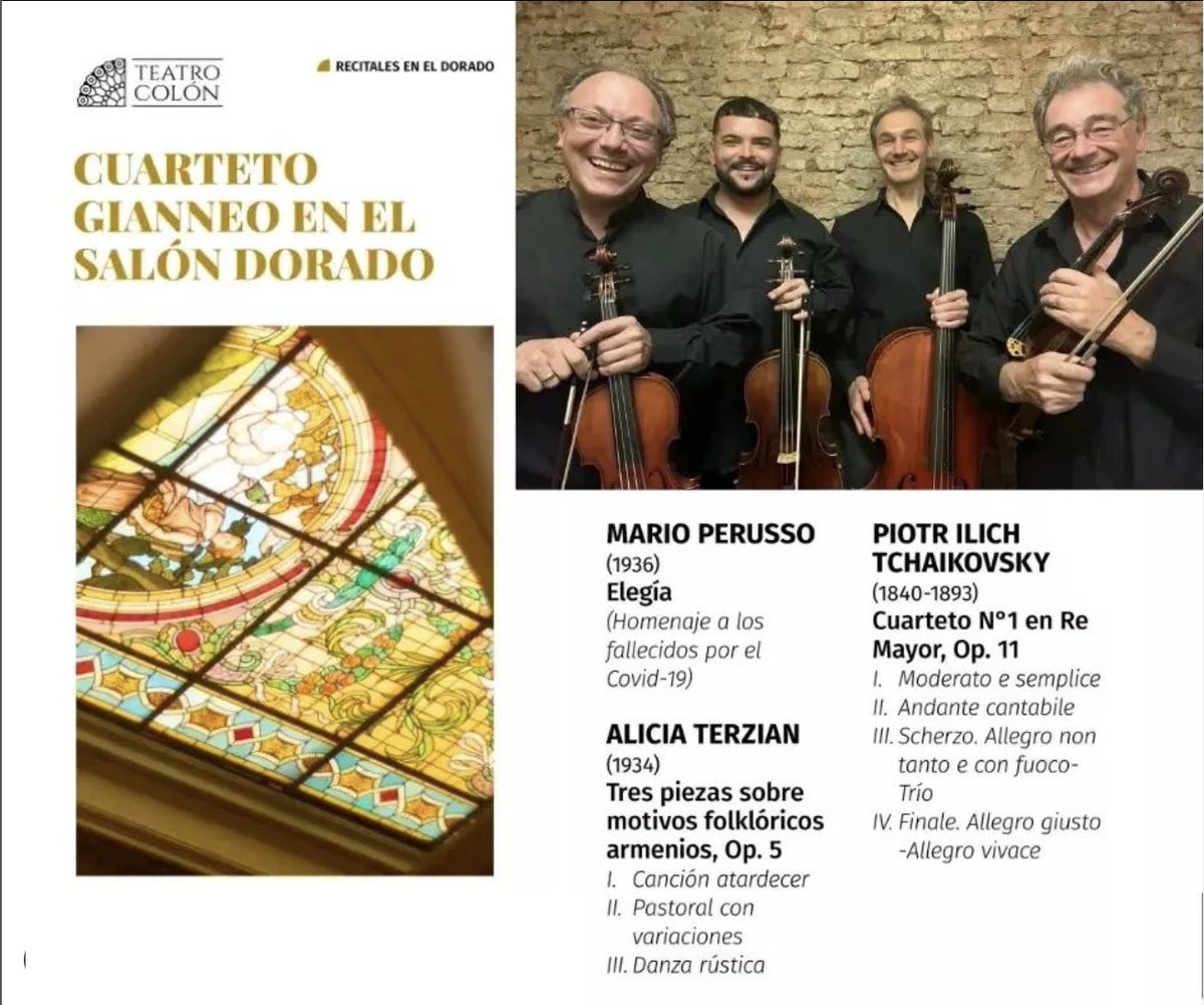 El <a href="/CUARTETOGIANNEO/">CUARTETO GIANNEO</a> en el <a href="/TeatroColon/">Teatro Colón</a> el 18/06, 17 hs. Podés retirar tu entradas en el sitio web de teatro: teatrocolon.org.ar/es #vivalamúsica #buenosaires #teatrocolón #diemecke #masterclassdiemecke #musicconductor #musicdirector #masterclassdiemecke2022 <a href="/RossbachLilia/">Lilia Rossbach Suárez</a>