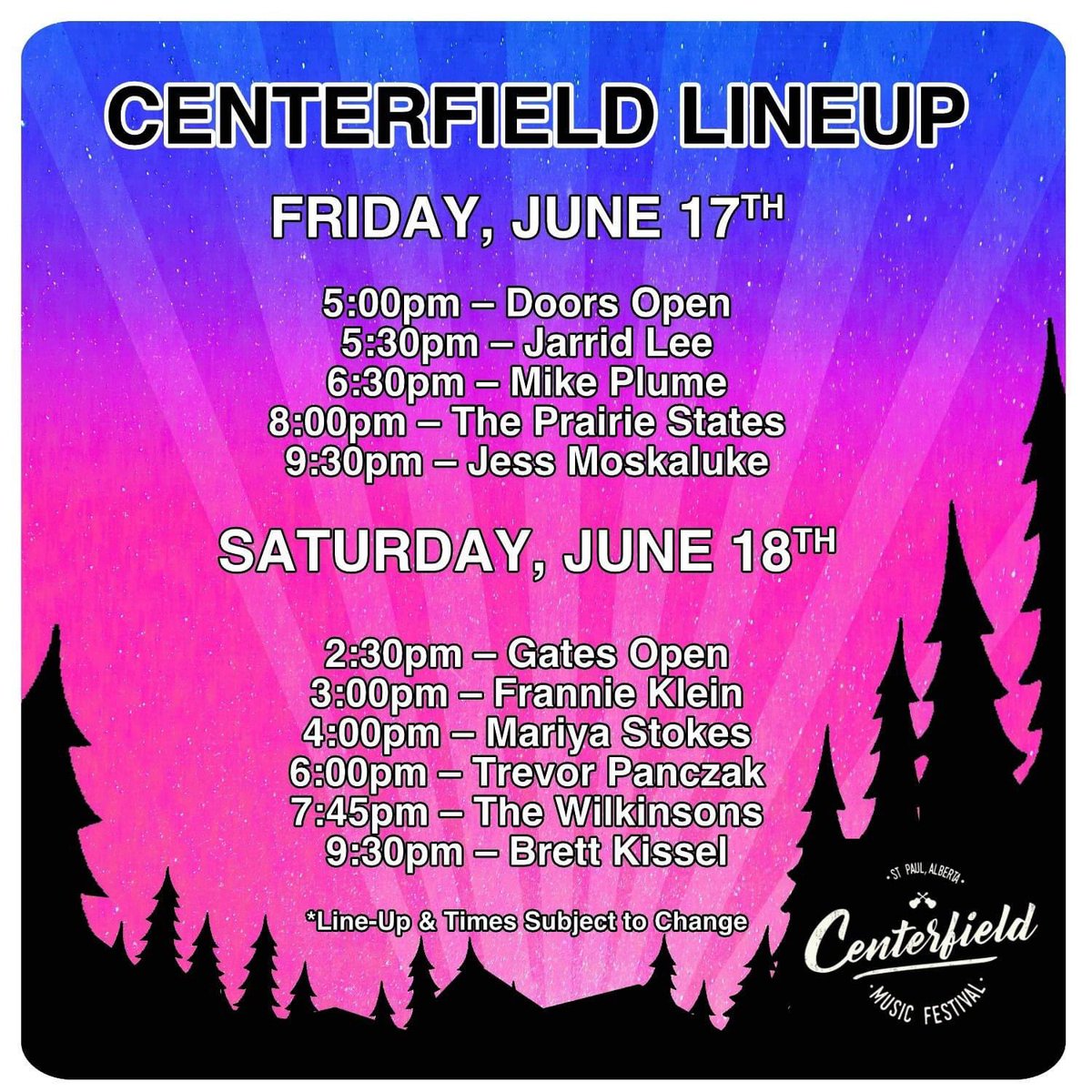 trevorpanczak's tweet image. So excited to be a part of the 5th annual @Centerfieldfest It’s gonna be so great to connect with the amazing people on the stage and those who put it all together! @jessmoskaluke @thewilkinsonsmusic @brettkissel 
#trevorpanczak #whereigotocomeback  #centerfieldmusicfestival