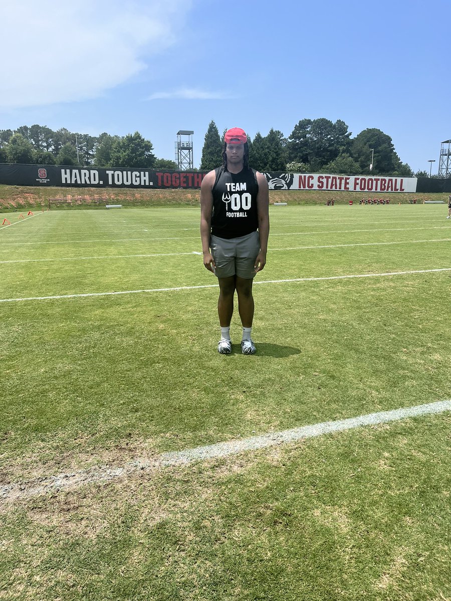 After a great camp and conversation with <a href="/CoachGarrisonOL/">John Garrison</a> <a href="/CoachGoebbel/">Todd Goebbel</a> <a href="/PackFootball/">NC State Football</a>, I was blessed to receive a PWO from Nc State. 🐺‼️<a href="/CaryCoaching101/">Coach Chavar Tyrance</a> <a href="/CaryImpFootball/">Cary Football</a>