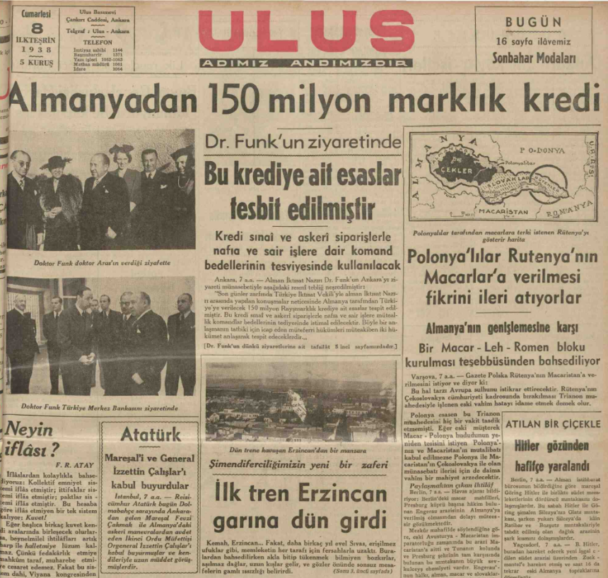 mustafarmagan's tweet photo. Tabii tabii 
Atatürk döneminde 
TEK KURUŞ DIŞ BORÇ ALMAMIŞTIK
Onun zamanında Ankara'da çıkan ULUS gazetesi de yalan söylüyor tabii ki
Hiç öyle Almanlardan borç morç alınır mı
Ayıp
Onu Menderes almıştı bir kere

Ulus, 2 Ekim 1938 https://t.co/cOn6SM0yfB