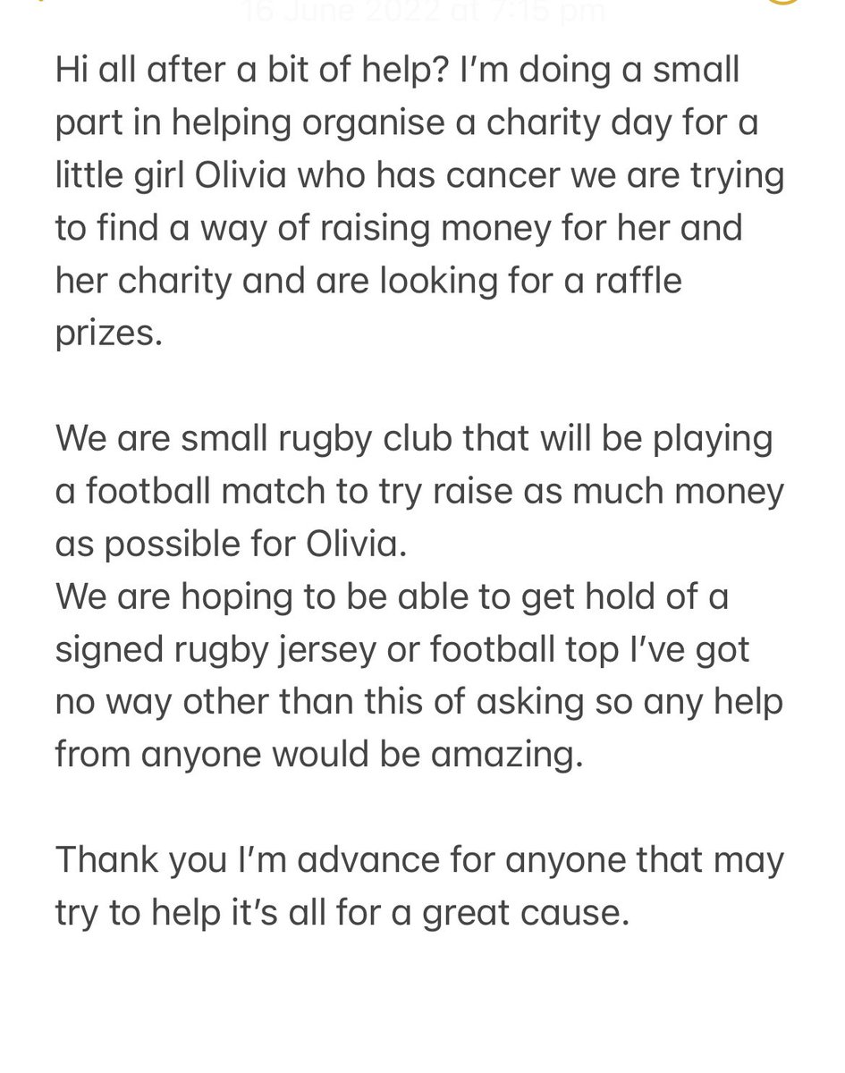 scottforester4's tweet photo. Can everyone please take a look at this it’s for a little girl Olivia who has cancer we are trying to raise money for if anyone could share this to someone who would be able to help that would be great.@samwarburton_ @George_North @JonFoxDavies @taulupe @SanjayWills https://t.co/dMk5gNQyxj
