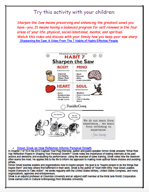 Tonight is our final Family Reflection Night of the school year....