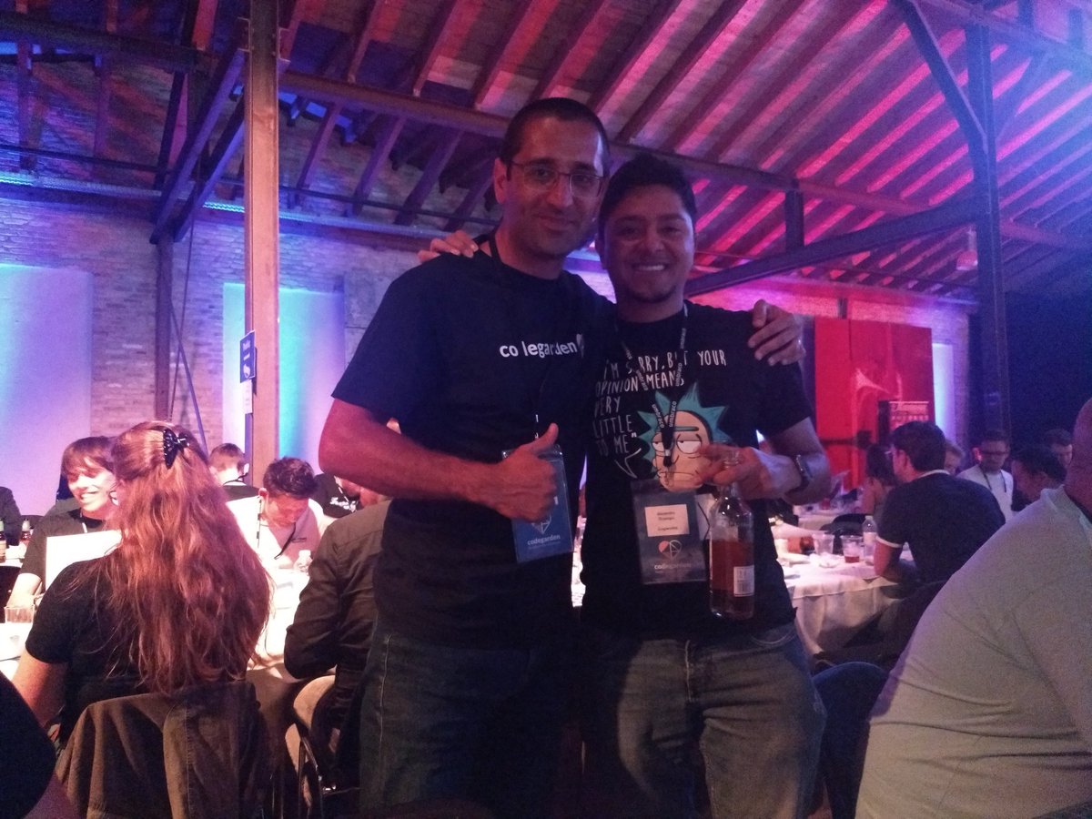 nurhakkaya14's tweet photo. I've found my #umbraco #codegarden friend, @Ja0b, who is not just the Colombian "Slå søm" aka "Hammer Schlagen" #champion but also a great drinking company. 🍻 https://t.co/clVMp6KVv2
