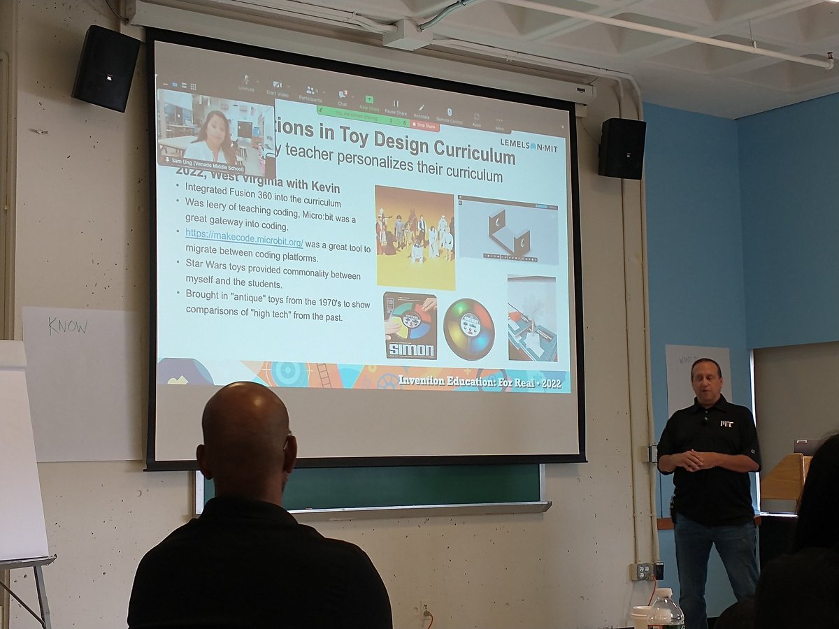mrscottbot's tweet photo. .@GEHSInvenTeam Kevin Warfield presenting on Toy Design curriculum @LemelsonMIT @MIT Super educator showcasing his @InventEdNetwork #stem skills at #EurekaFest https://t.co/5f4Bjmiw9u