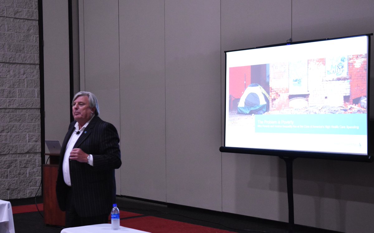 "80% of what affects health outcomes is associated with factors outside the traditional boundaries of health care delivery." Kurt Mosley of <a href="/MerrittHawkins/">AMN Healthcare | Merritt Hawkins</a> speaking at the WHA Wisconsin Rural Health Conference on the the intersection of income and health. #WIRuralHealth