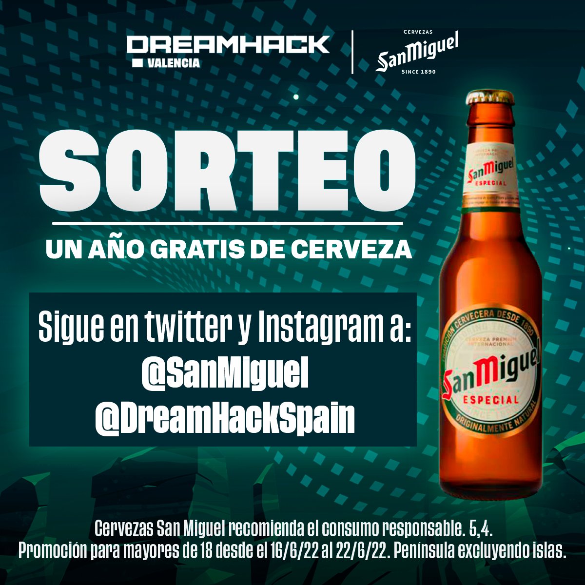 OpenWorldNowcom's tweet photo. Para celebrar el anuncio de la Segunda Edición de Beer Jam os traemos este sorteo junto a @SanMiguel 

🍺SORTEO DE UN AÑO DE CERVEZA 🍺

Requisitos para participar:

🔸Seguir a @SanMiguel y @DreamHackSpain en TW e Instagram.
🔸Dar RT a este tweet

¡Mucha suerte!🍀🍀🍀 https://t.co/cw3iv1q1mF