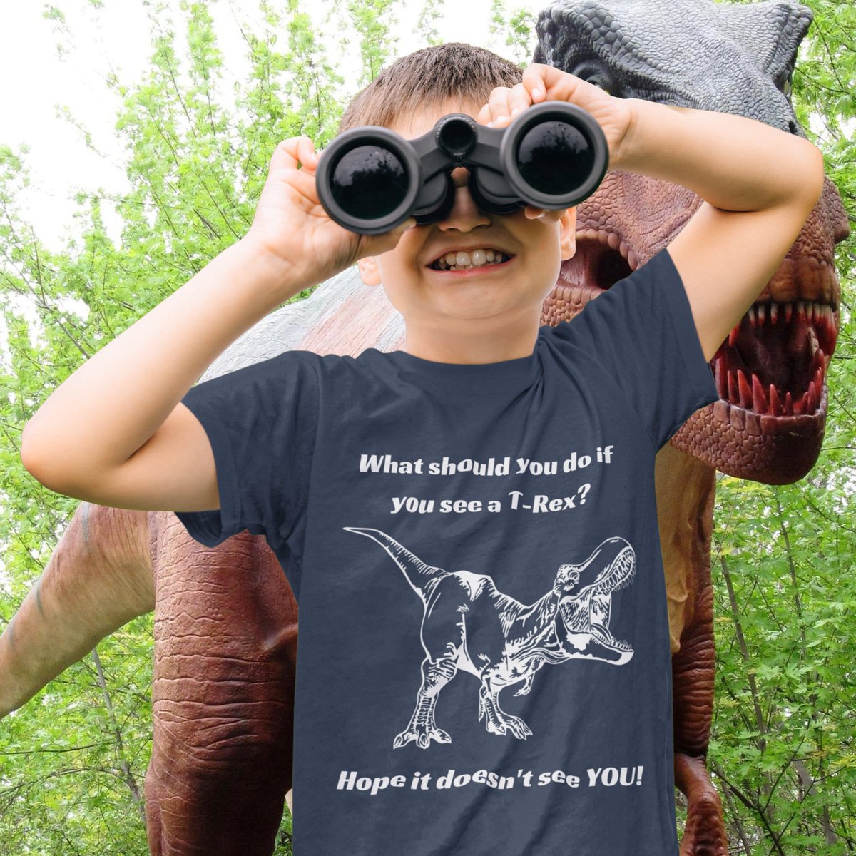 What should you do if you see a T-Rex?
Hope it doesn't see YOU!
New in my #etsy shop: 
Tyrannosaurus Rex Joke T-shirt - Kids Softstyle Tee etsy.me/39CO0SO 
#dinosaur #trex #tyrannosaurus #kidsdinosaur #boystrex #dinosaurjoke #joketshirt #boysbirthday