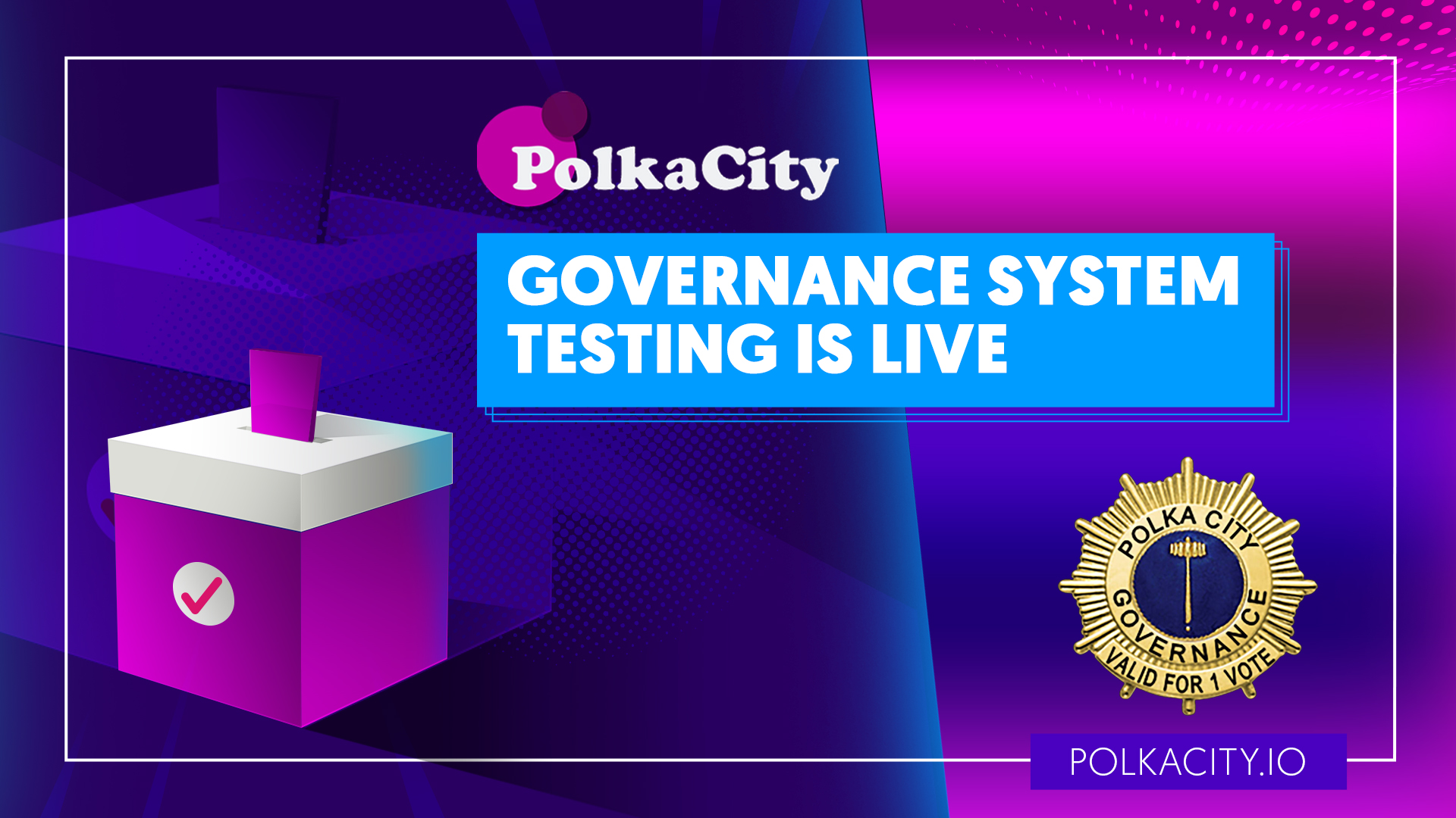 The Polkacity Governance Platform is now available for testing   If all goes well with testing, we will launch the platform soon  Governance NFT [polkacity.io]  Vote 🗳  [polkacity.io]  #POLC #GOVERNANCE #NFTVOTE #POLKACITY #METAVERSE #PLAY2EARN [twitter.com] [pbs.twimg.com]