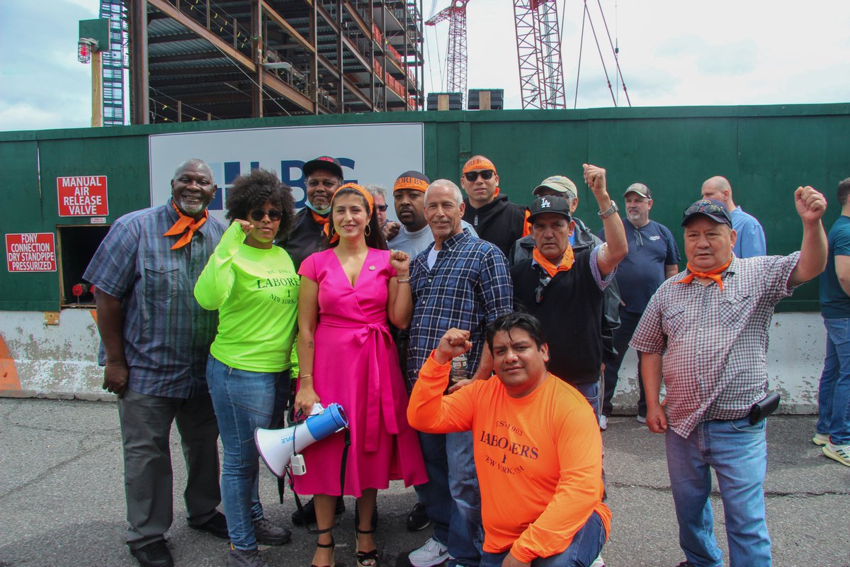 local79nyc's tweet photo. Shame on Robert De Niro!!! Union construction workers rallied with NY Senator @jessicaramos to protest the exploitation of construction workers at Wildflower Studios. We expect a union member like De Niro to build up workers, not take advantage of them. https://t.co/C6U7YEyDVl