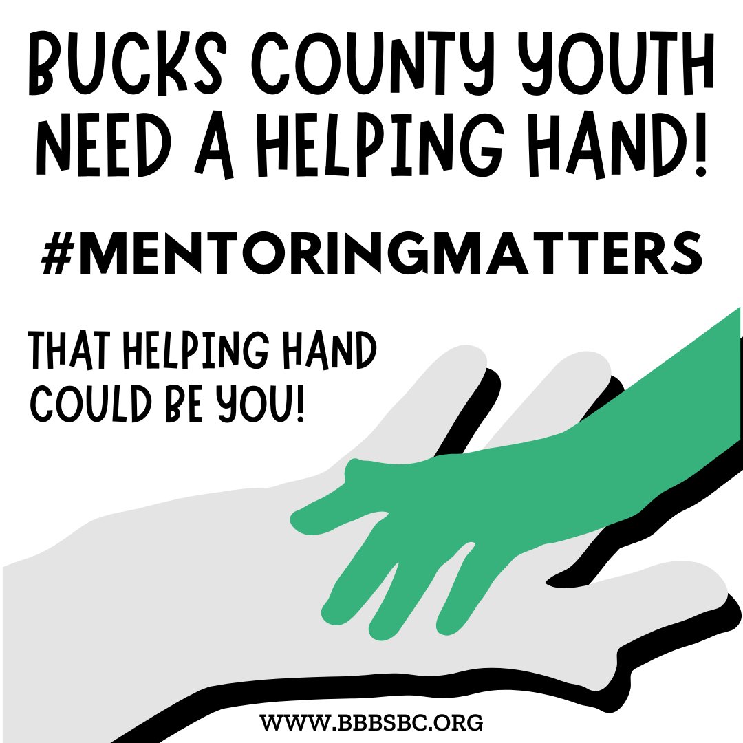 #MentoringMatters You can help Bucks County youth and become a mentor within a match, or fund one! It takes $1,500 to support a Match for a year, and your generous contributions can make that happen! Visit bit.ly/3mHHHip or use the link in our bio!! 
.
.
.
#buckscoun ...