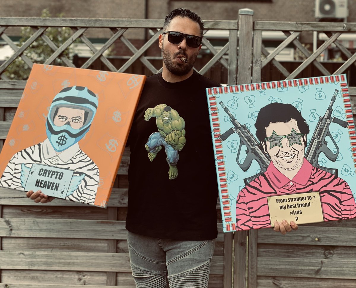 Hand painted 2 of my 10.000 #NFTs on canvas for some lucky winners of the amazing upcoming Sally Martinez #NFT #collection