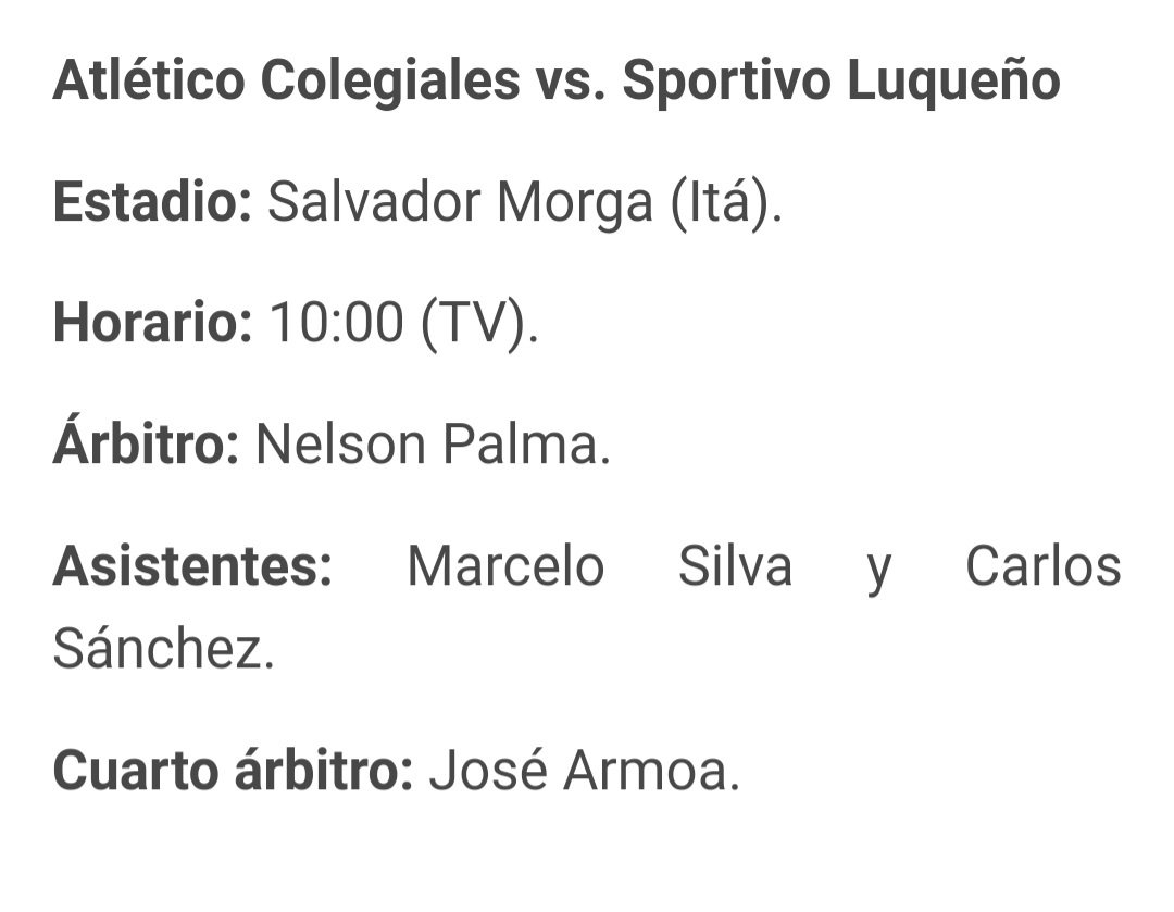 danyarevalos's tweet photo. Nelson Palma es el árbitro designado para el juego entre Colegiales y Luqueño... https://t.co/Xg6QFLtOJg