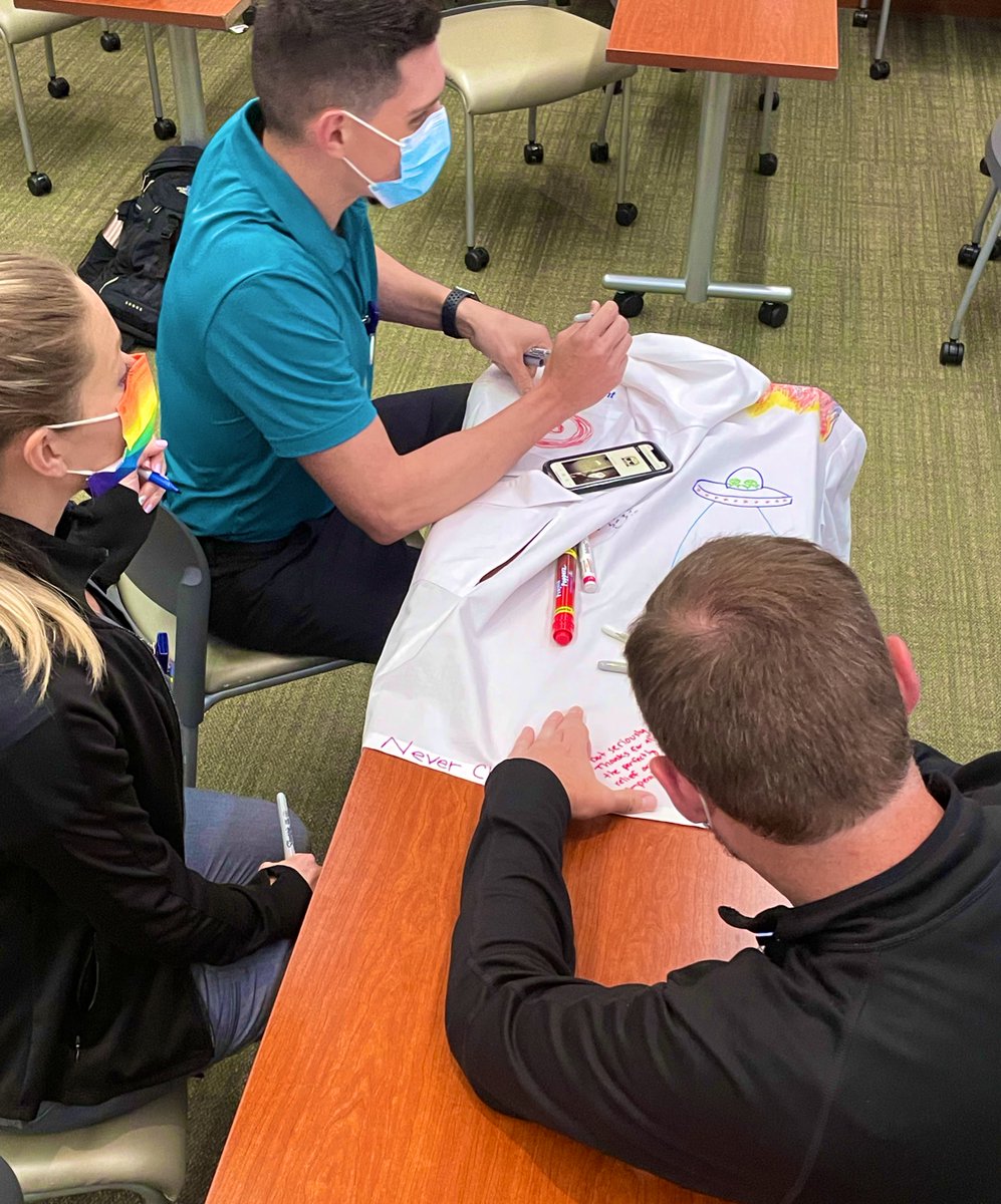 BeaumontFMGP's tweet photo. Using our creativity to celebrate our PGY-3 residents who are graduating. Humor, art, and team bonding. https://t.co/iruPw3y5pa