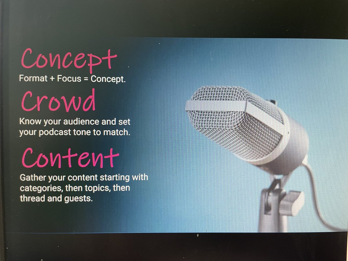 cdnelearning's tweet photo. Point to consider when developing a podcast for learning. With @dantalkstraining and @ifyouaskbetty #cdnelearning https://t.co/fD8pd9IQB2