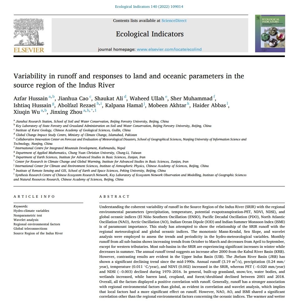 Variability in runoff and responses to land and oceanic parameters in the source region of the Indus River...
sciencedirect.com/science/articl…