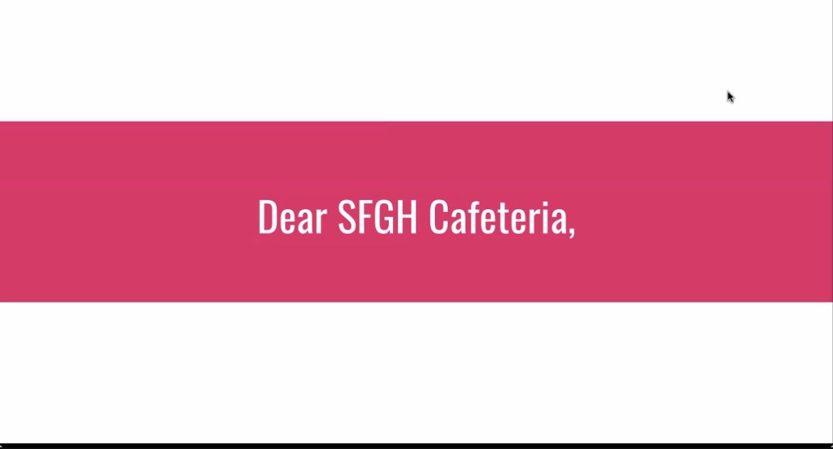 UCSFIMChiefs's tweet photo. Chief Resident @ccrawford47 shares her beautiful meditation on the @ZSFGCare cafeteria serving our #SanFrancisco community. When the cafeteria reflects diversity, support, and the meaning of home ❤️🌮🥗🥓 https://t.co/1ItC2Kr70q