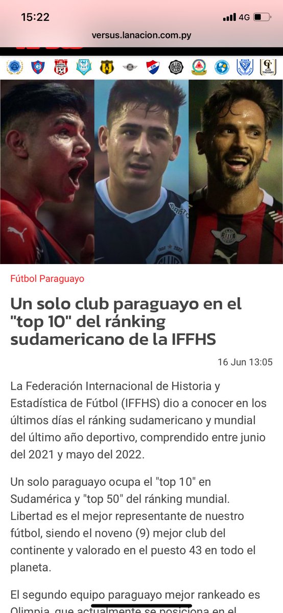 dannyparaguay's tweet photo. El @Libertad_Guma en el Top Ten mundial de clubes de fútbol y único equipo de Paraguay entre los 10 mejores del planeta 💪🏁🏁🏁 https://t.co/0g3rB7XH7t