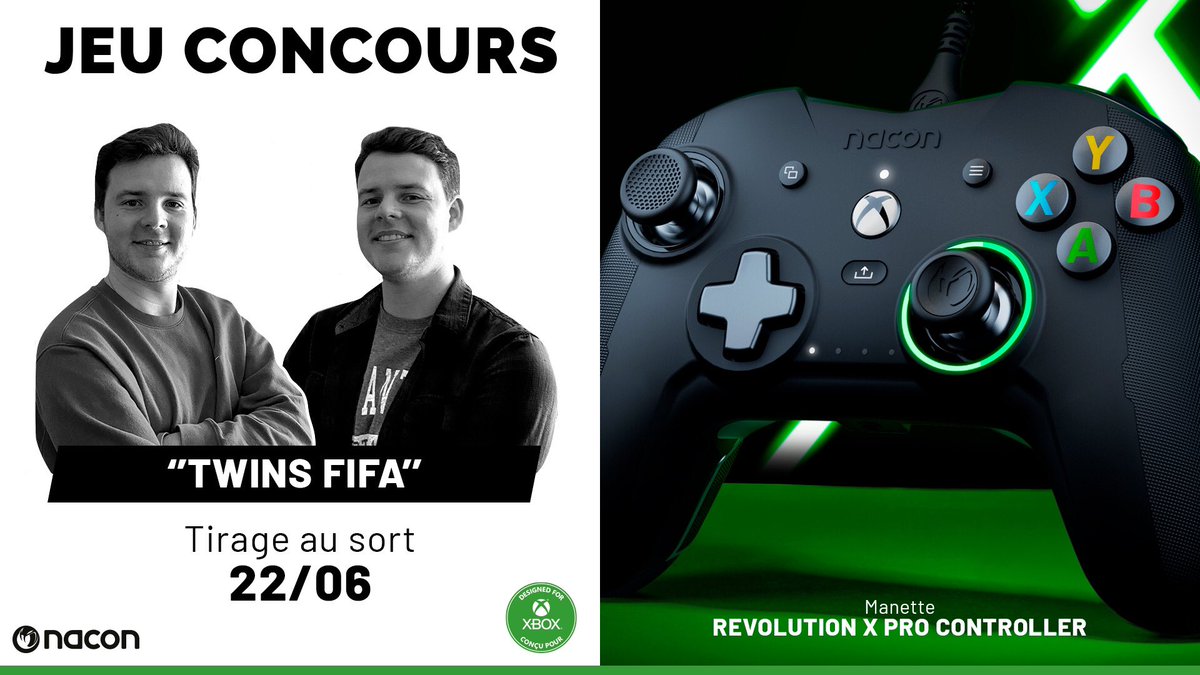 TwinsFifaHD's tweet image. 🚨🎁 Pour fêter la fin des TOTS, tente de gagner la manette Nacon Revolution X Pro Controller : 

RT / like ce post
Tag un pote
Follow @NaconFR sur Twitter
Follow @TwinsFifaHD sur twitter

Le tirage au sort aura lieu le 22/06 ! Bonne chance à tous ! 🍀🙌🏼