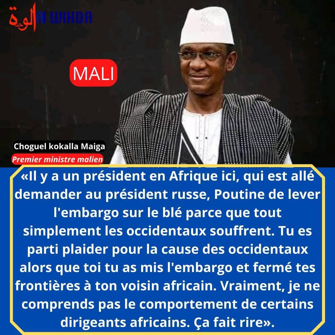 alwihdainfo's tweet image. 🇲🇱 #Mali : le premier ministre, Choguel kokalla Maiga tacle le président sénégalais Macky Sall : « tu es parti plaider pour la cause des occidentaux alors que toi tu as mis l'embargo et fermé tes frontières à ton voisin africain ».