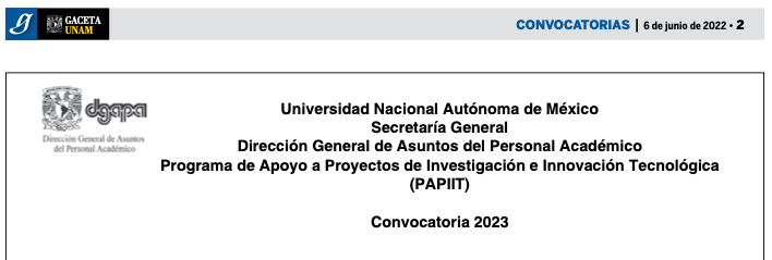 FIUNAM_MX's tweet photo. Les compartimos la Convocatoria 2023 del Programa de Apoyo a Proyectos de Investigación e Innovación Tecnológica #PAPIIT.
🧐Consulta la Convocatoria completa en:
https://t.co/PzumFnSBjC
🔎Más info en: https://t.co/KSLWdvfm9y https://t.co/UHFjRxnkP8