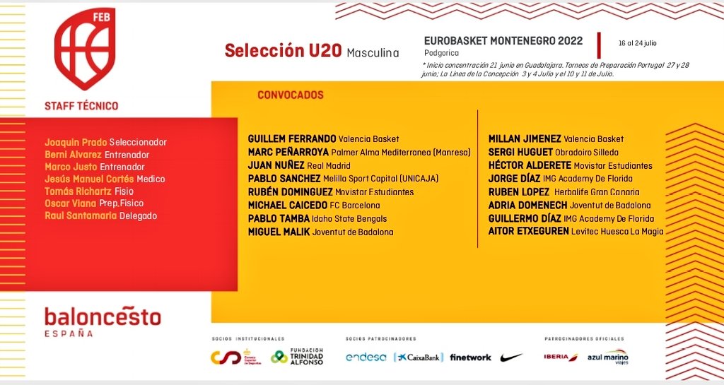 Aitor Etxeguren (<a href="/CBPHuesca/">C.B. Peñas Huesca</a>) Euskal jokalaria Gizonezkoen U20tik deitua. 

Ekainak 21etik uztailak 11ra arte arituko dira lanean, 2022ko Montenegroko eurobasketa prestatzeko, uztailaren 16tik 24ra jokatuko dena. 

Zorionak <a href="/aitoretxeee/">Aitor Etxeguren Gonzalez</a>!