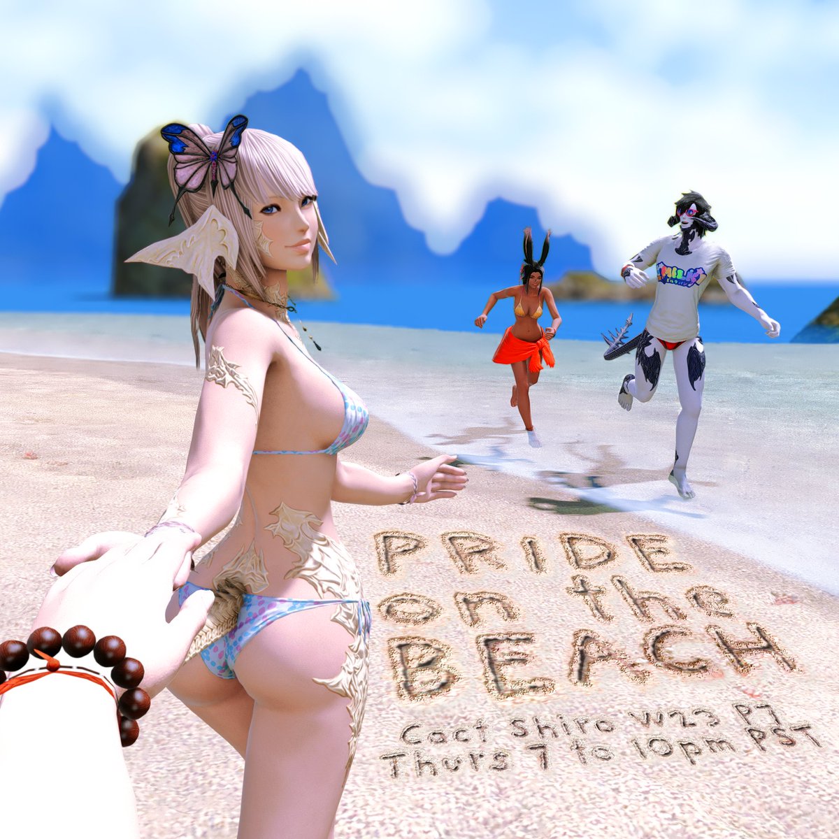 milkffxiv's tweet photo. 💦SPLASH INTO PRIDE!💦

🍑Get double cheeked up and wear you hottest pride beach glam!
🎶Kick up the sand on the dance floor to the beats from DJ AWP! 

Milk . Aether . Cactuar . Shiro . W23 . P7 . TH 7PM - 10PM PST

 ➡️https://t.co/OsAEWv9Q7H https://t.co/nlsbS63acl
