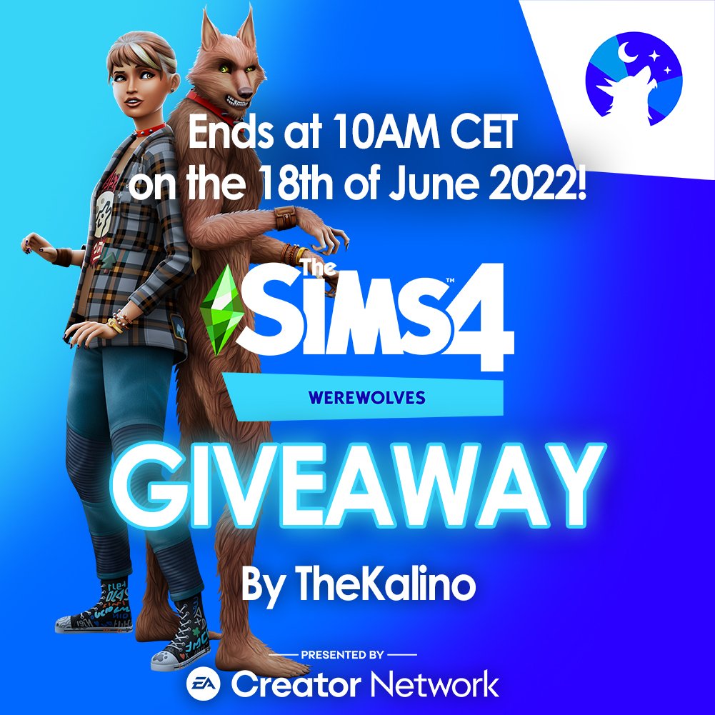 ✨GIVEAWAY✨     

The Sims 4: Werewolves (PC/Mac)
This Giveaway is possible by #EACreatorNetwork ! 

How to win?

Like + Retweet this Tweet and Follow me
     
Good luck to you all!

Ends at 10AM CET on the 18th of June 2022!
#TheSims4 #TS4Werewolves