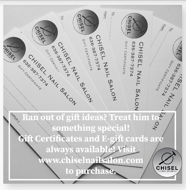 ChiselNail's tweet photo. Gift certificates and E-gift cards are still available! Treat him to something special and unique this Father’s Day! Prices range from $25-$90! He deserves it! https://t.co/V7VopId0oO  #pedicuresformen #getchiseled #manicuresformen #chiselnailsalonformen #giftsforhim #fathersday https://t.co/9mCbhuwF4i