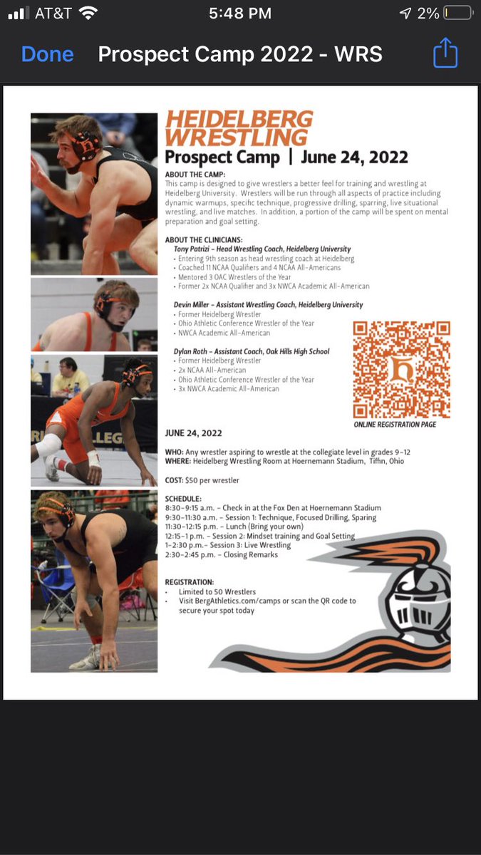 One week away. Still time to sign up. Great way to experience @BergWrestling bit.ly/3sSkLC1
