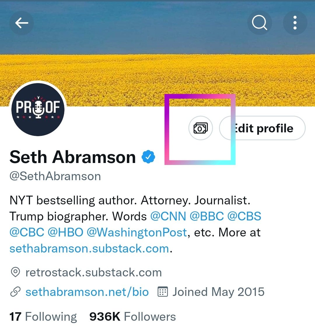 PS/ If you found this live J6 thread helpful and want to leave a tip for the feed, click on the icon in my bio above (see its location in the image below) to donate in any amount via Venmo, or (if you would like to donate via PayPal) you can use this link:  https://www.sethabramson.net/pp 
