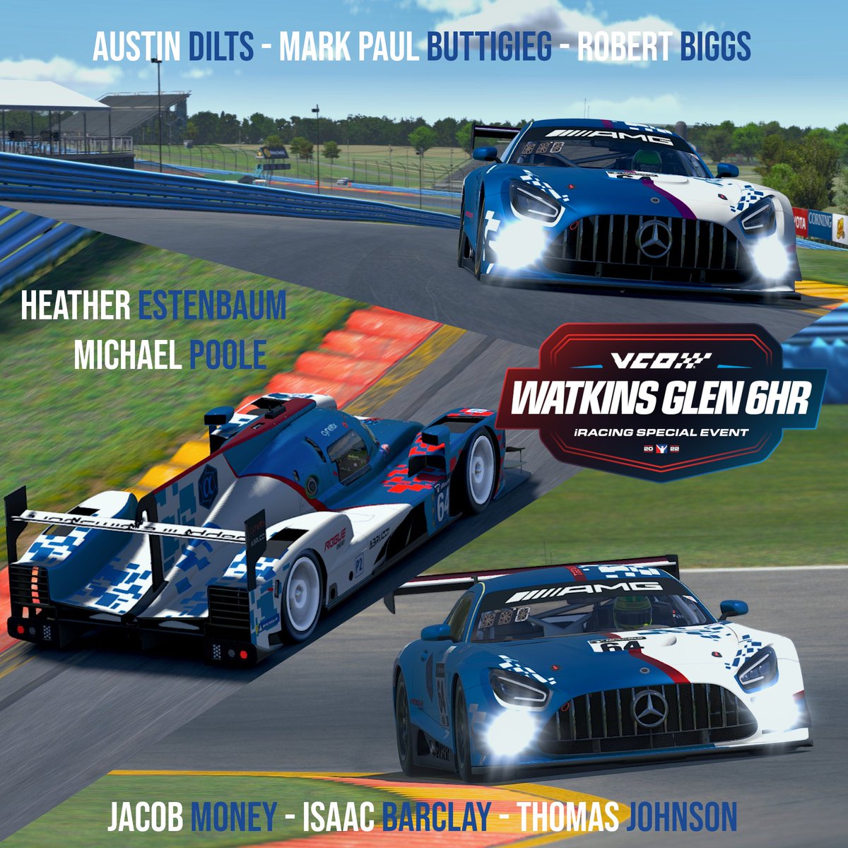 First time the Alpha, Bravo and Charlie cars will all be hitting the track together this weekend at the iconic Watkins Glen! 

Watch our Bravo team live Saturday 1400 BST here: 
twitch.tv/pistonbroadcas…