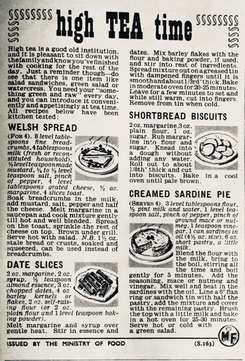 b8eak's tweet photo. #CreamTeaHour Finally suggestions for the  tea table from a time when many  foods were in short supply.
The Ministry of Food during and after WW2 published regularly in newspapers and magazines tips and recipes to make the family food ration go further.@CreamTeaHour https://t.co/gEZoSei0Ux