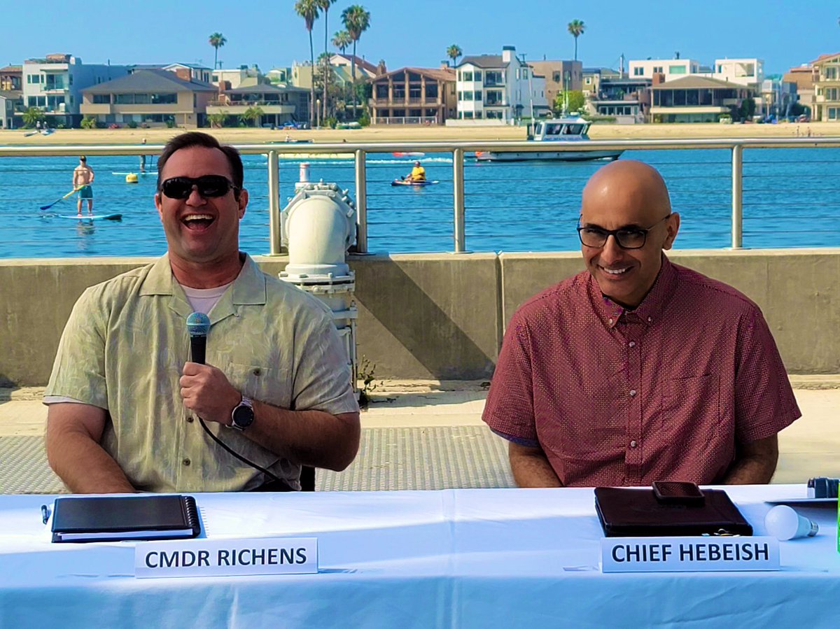 LBPDEast's tweet photo. East Division Commander Michael Richens and @LBPD Chief of Police Wally Hebeish recently spent a beautiful Saturday morning speaking to Naples Island residents who had gathered to take part in the local Naples Island Neighborhood Watch Group meeting. https://t.co/M6xHEAP21q
