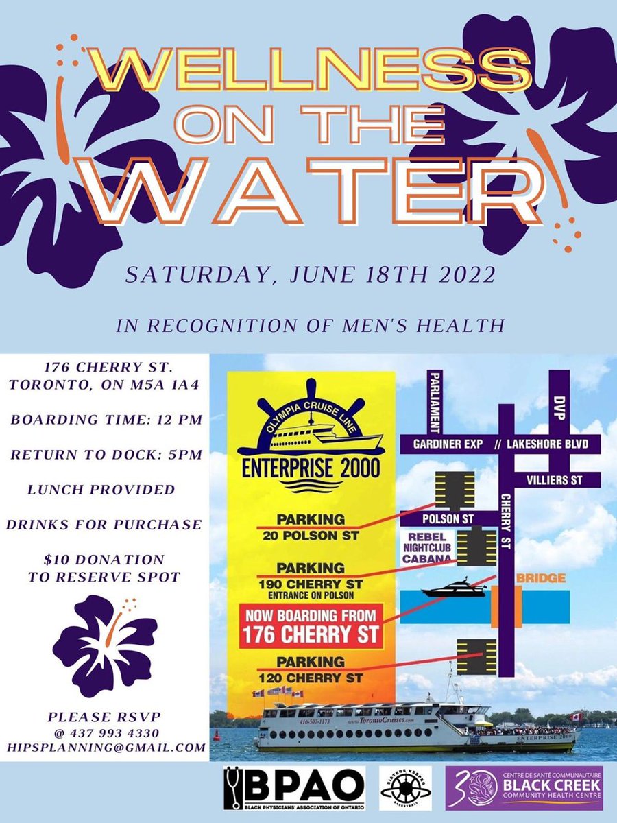 Members of the BMSAC have been invited to Black Creek's Wellness on the Water - Men's Health Boat Cruise event happening this Saturday June 18th 2022! BMSAC members are welcome to attend the event free of charge - RSVP 🛳