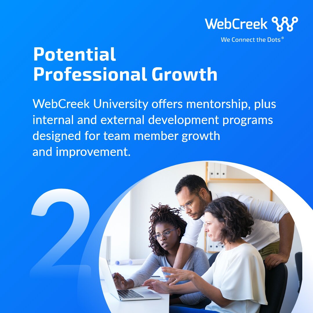 WebcreekTech's tweet photo. WebCreek knows how important it is to create a work environment that motivates our team members to perform at their best.

Here are 3 ways we try to ensure our team members' motivation and top performance.

#webcreek #ITSolution #ITCompany #staffingsolutions https://t.co/UQJYYsl1oW