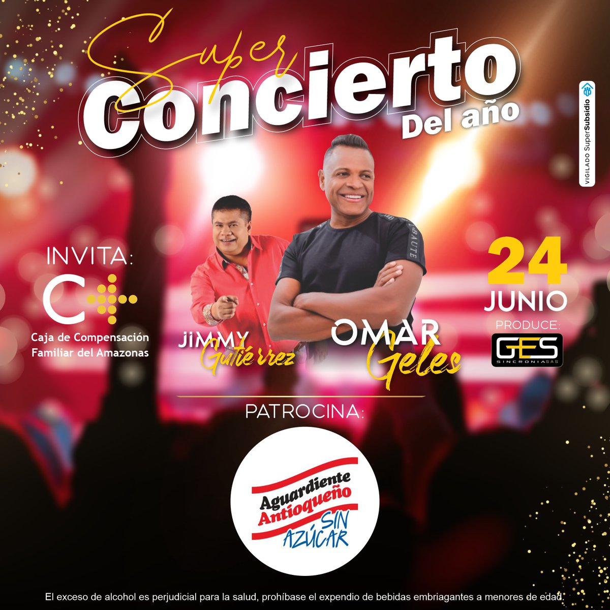 cafamaz's tweet photo. El Súper concierto del Año, tiene los mejores aliados para que la fiesta sea única de principio a fin con Aguardienteantioqueñoamazonas  
¡Este 24 de Pa’ Que tomemos y parrandiemos hasta el amanecer! 
@omargeles y @jimmygutierrez_p  
#CafamazTeMás 
#SuperConciertoDelAño https://t.co/kC7SfEtGWY