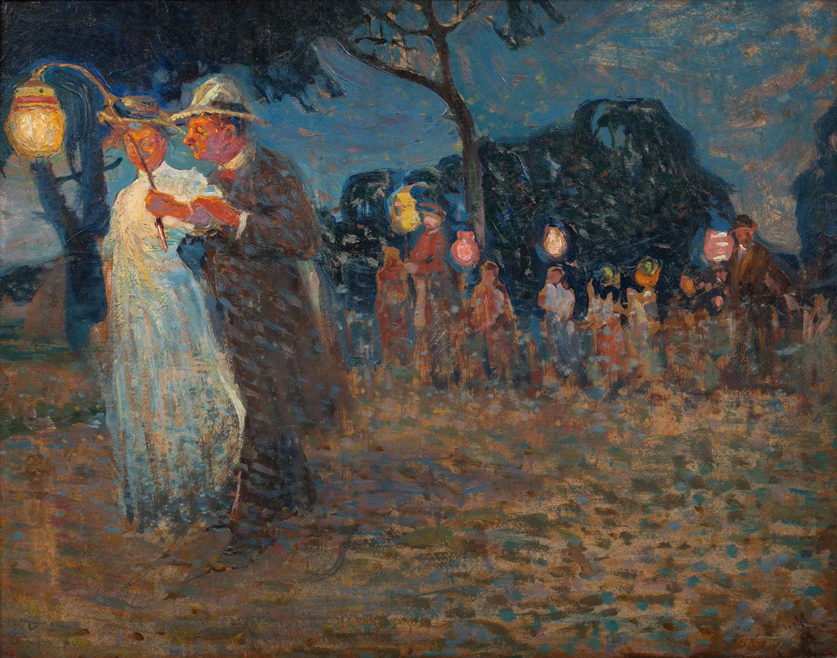 polmastersofart's tweet photo. Witold Wojtkiewicz - Garden party (olej na tekturze, 43 x 54,5 cm), 1907, fot. Polswiss Art. #PolishMastersofArt #PolishArt #PolskaSztuka #WitoldWojtkiewicz https://t.co/USnL3ct7i0