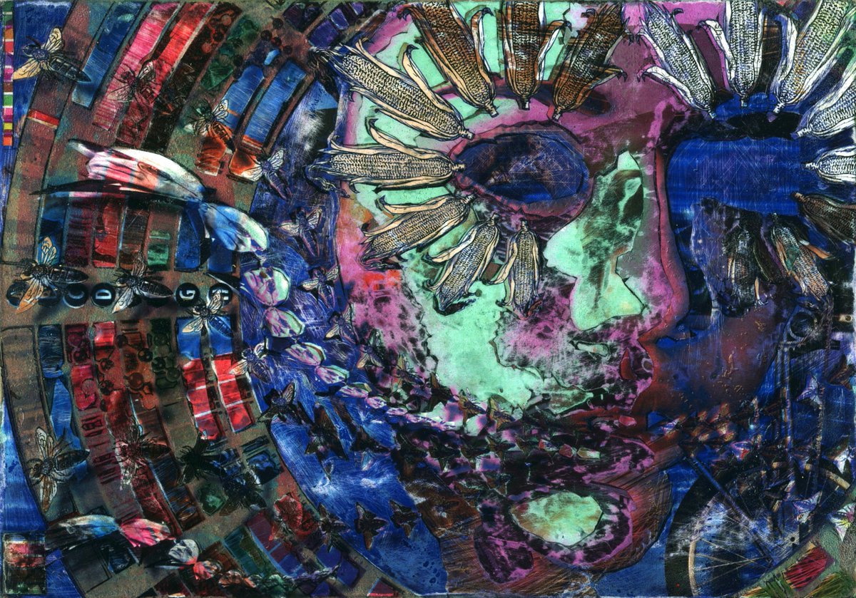 urskek's tweet photo. Hopefully up today on @opensea. If it cooperates. #art #nft #opensea #mixedmedia #collage #masonite #analog #acrylic #prometheusrising #robertantonwilson #mileycyrus https://t.co/hiLkat3kLq