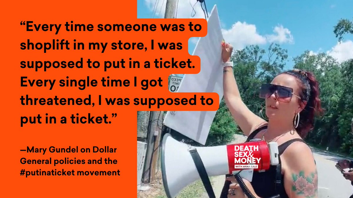 deathsexmoney's tweet photo. After @GundelMary posted TikToks about her workplace and was fired on April 1, the #putinaticket movement went viral. This week, Mary tells me about what led to her breaking point on the job and what her life as an organizer looks like now. Listen here: https://t.co/bLuFXPRlbo https://t.co/DYYbFAT8zn