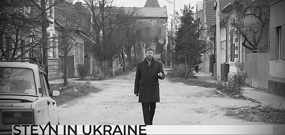 4thxjuly's tweet photo. @MarkSteynOnline 👈🏻One of my favourite current affair TV shows on all media via @GBNEWS  . My image of this year is Mark walking through Ukraine in monochrome  👍🏻#QualityBroadcasting https://t.co/luXY3kkXha