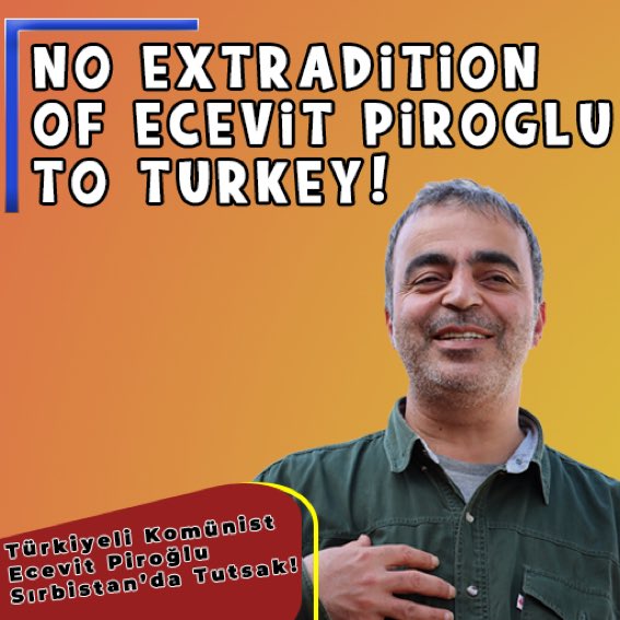 AvciDevrim's tweet photo. Freedom for Ecevit Piroğlu
#Serbian Government, Stop Extradition!

14. days of #hungerstrike 
#FreePiroglu https://t.co/Vqbr7B9ZxO