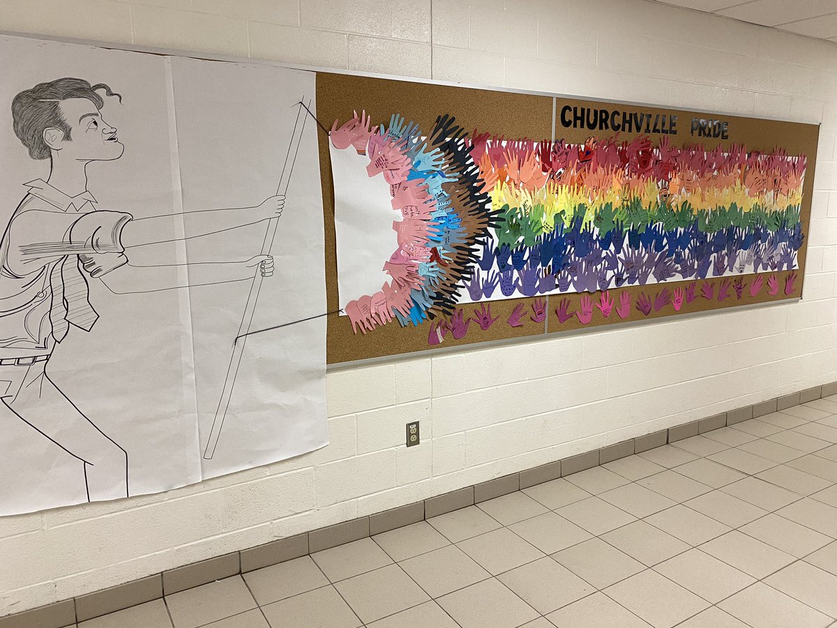 We read Pride: The Story of Harvey Milk as a school. We wanted Harvey’s flag to live on <a href="/Churchvilleps/">Churchville PS</a> and show our support. So everyone leant a hand! #PrideMonth <a href="/PDSB_Libraries/">PDSB Library Learning Commons</a> <a href="/PETLA_/">Peel Elementary Teacher Librarian Association</a> <a href="/oslacouncil/">OSLA Council</a> <a href="/PeelSchools/">Peel District School Board</a>