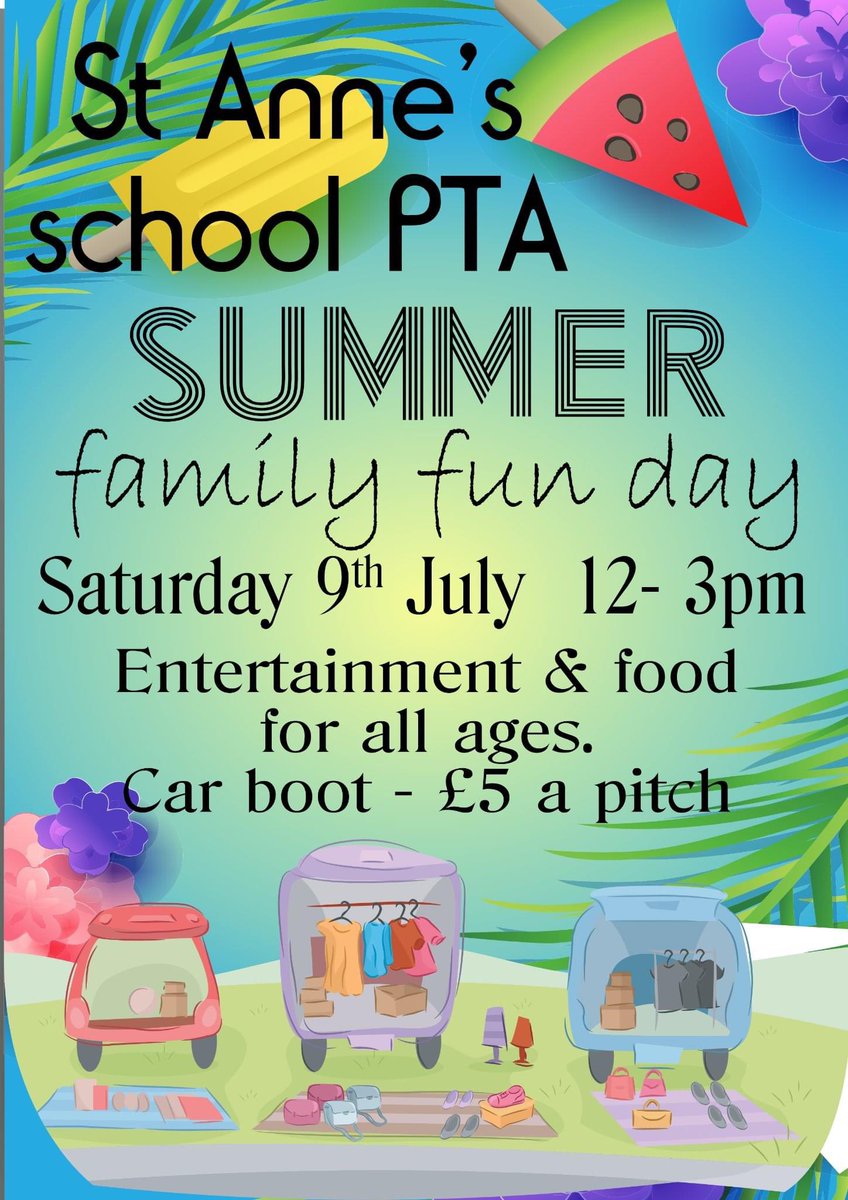 StAnnes_PE's tweet photo. St Anne’s school PTA summer Family Fun Day ☀️🍨

Come join us Saturday 9th July 12-3pm!! https://t.co/xlmvVlLssX