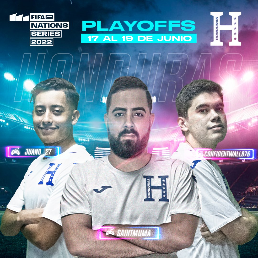✅ #LaH está en los #PlayOff de la FIFA NATIONS series 2️⃣0️⃣2️⃣2️⃣.

🗓 17 -22 de junio🔜

🔝Les presentamos a nuestros representantes:

🔹️ #Juang27
🔹️ #SaintMuma
🔹️ #Confidentwall876 

#LaHsomostodos #LaHesEterna  #FENAFUTH <a href="/FIFAcom/">FIFA</a>