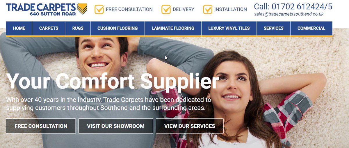 oracle_ocm's tweet photo. Our newest project was to revamp Trade Carpets, in Southend-on-Sea. Our goal was to adapt the site to make it more user friendly, modern &amp; to list their products &amp; services. The client is very happy with the final version.
https://t.co/HvqdLHNiqI 
#Southend #TradeCarpets https://t.co/4Sb61gM0Be