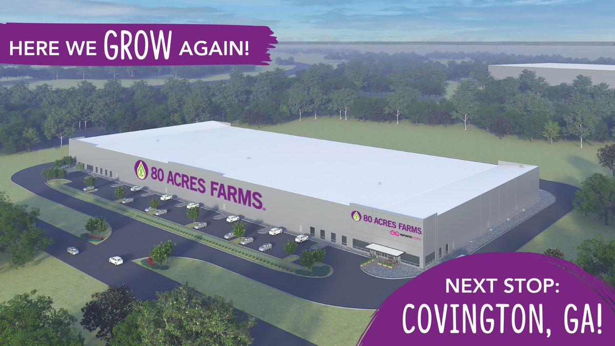 It's official: We're going to Georgia! Earlier this week, <a href="/GovKemp/">Governor Brian P. Kemp</a> announced our first production farm in the Southeast—a $120 million, 200,000-square-foot facility in Covington, less than an hour from Atlanta. bit.ly/3ty5Hdk <a href="/gdecd/">Georgia, USA</a>