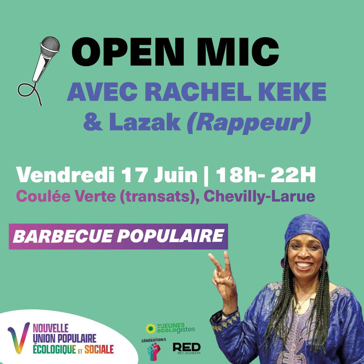 Faire la fête pour envoyer <a href="/KekeRachel/">Rachel Keke</a> à l'Assemblée, c'est demain ! #NUPES