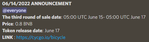 s_NeS_h's tweet photo. ⌛️tomorrow LAST DAY of NFT preSALE
🔥Token release date: June 17
🔥NFT Round Sale 3
🔥Price 0.8 BNB
🔥APP official launch date June 20
More Info in Discord, click invite link 👇
https://t.co/vJmlmM2uGB
#CycGo_M2E #NFT $GRT $GCT
https://t.co/E3fLbLnHqn https://t.co/l1M4cwEhnO